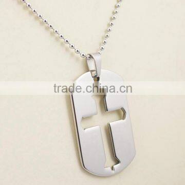 Engraved Cross Dog Tags Fashion Pendant Necklace photo-4