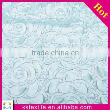 Hot sales satin flower laser embroidery on diamond mesh fabric textile