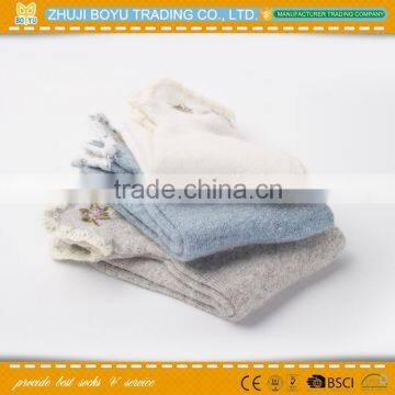 BY-161201 Angora Material Ladies Angora Socsk Casual Socks for Winter With Striped Pattern Quality Choice