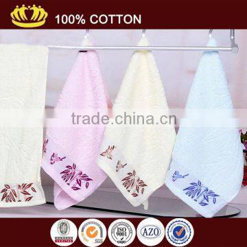 100% cotton solid color satin gear bamboo leaf jacquard high quality face towel