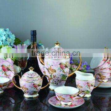 Fine Bone China Wholesale Coffee Tea Set Design Rose of Teapot Cup Tray photo-6