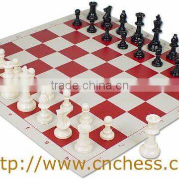 chess set with red board