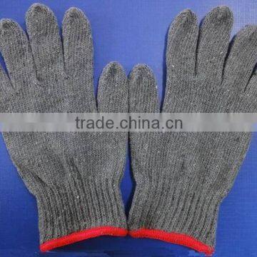 Cotton/Polyester knitted gloves,Grey color,2 yarns,7gauge