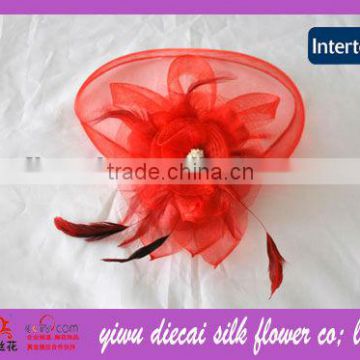 Customized factory supply feather flower wedding netting fascinators