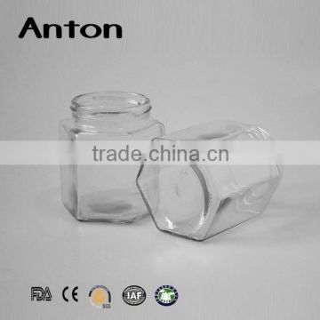 350ml Tableware Manufacturer large Hexagonal glass storage jars