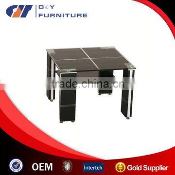 Square Black Glass End Table with Black Legs