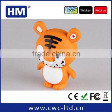 PVC USB stick tiger shape cartoon style wholesale 2GB4GB8GB16GB Custom Solution LOGO PVC/SILICONE USB flash drive