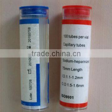 Factory Direct HDA Red Glass Capillary tube with sodium heparine