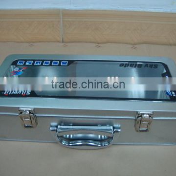 Big tool tin box with handle and side lock