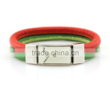 Genuine sheep leather bracelet in sheepskin bangle stainless steel closure