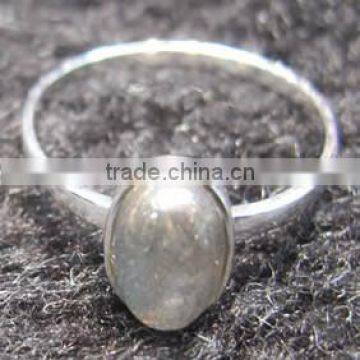 2015 Hot Jewelry 925 Sterling Silver slim gemstone ring with green/grey color gemstone labradorite and prehnite gemstone setting