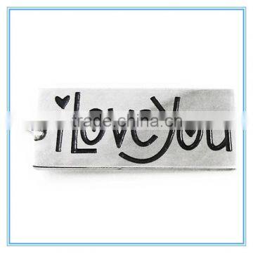 I Love You Rectangle Stainless Steel Tag with Hearts