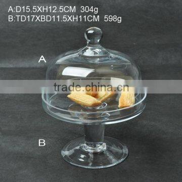 Dessets tray glass transparent covered cake plate with dome cake stand