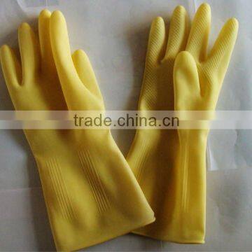 cleaning flock lined yellow household glove