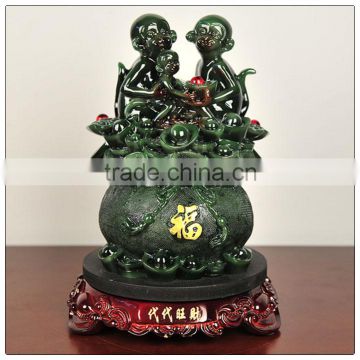 Resin jade color monkey elephant statue ,chinese zodiac statue