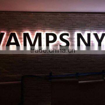 Custom stainless steel 3d led backlit letter logo sign