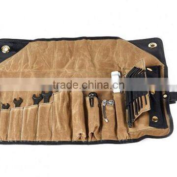 Custom high quality waxed canvas leather tool roll bag
