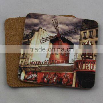 Paper printing cork mdf coaster with square shape coaster cup mat