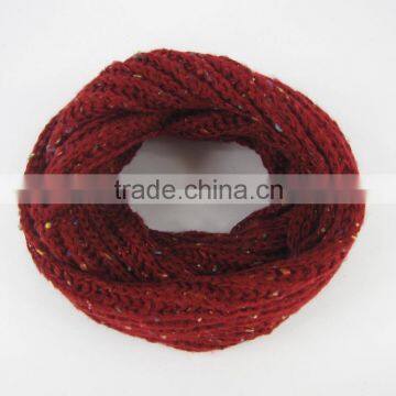 In Stock! 100% Acrylic Knitted Burgundy Neck Warmer With Colored Decorations photo-2