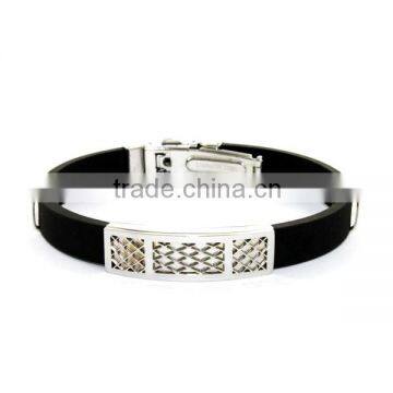 Customer 2015 Men's Black Silicone Bracelet Charms Wholesale