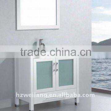 2012 Hot sell Solid wood bathroom Cabinet with glass basin