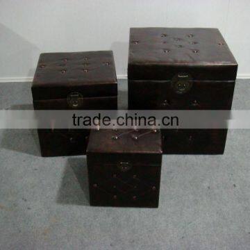 British style leather wood box corners