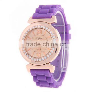 Silicone crystal Diamond brand watches for women rubber strap watch china watch factory JD484