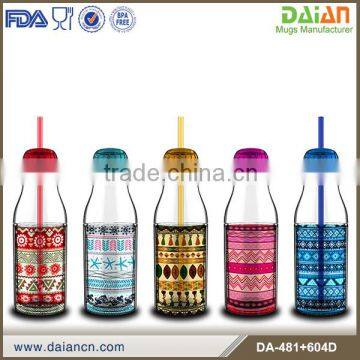 OEM clear skinny double wall tumbler with liquid insert