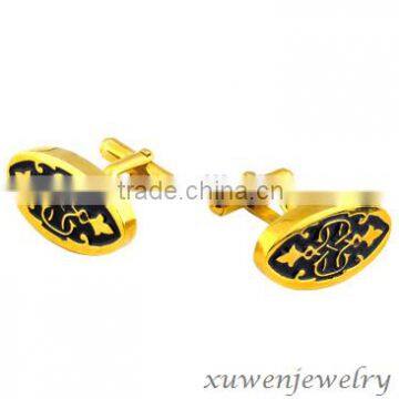 gold and black color plated shirt 316l stainless steel aigner cufflinks