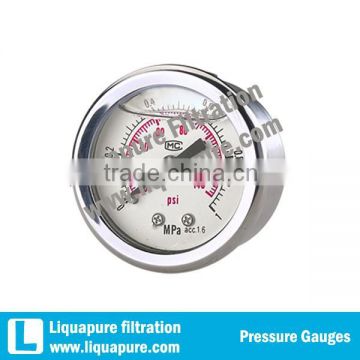 4" center mount oil filled pressure gauge