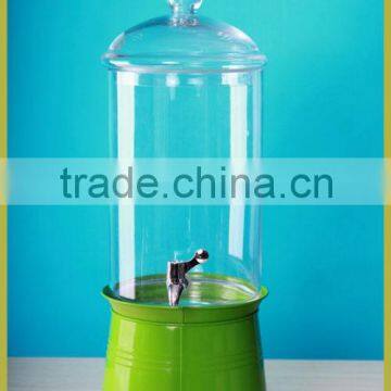 Large capicity glass beverage dispenser tap with colorful metal stand