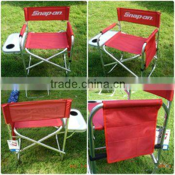 Best selling aluminum director chair with table and magazine bag.