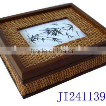 Wooden and bamboo mat photo box