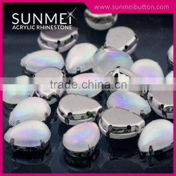 Wholesale Teardrop Sew on Crystal AB Rhinestone with Claw Setting