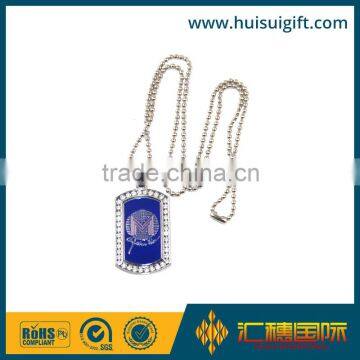 High quality metal dog tag with diamond for people with cheap factory price