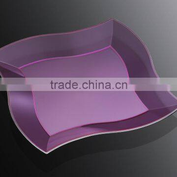 7"Disposable Dinner Plate,Plastic Irregular Square Plate photo-4