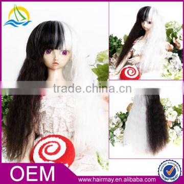 Guangzhou factory wholesale cheap price very long curly black/white synthetic doll wig