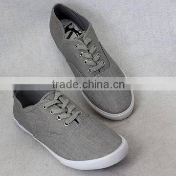 Cheap Price Grey Chambrey Upper Men Sneakers Comfort Lace up Style Man Casual Canvas Shoe Vulcanized Shoes photo-3