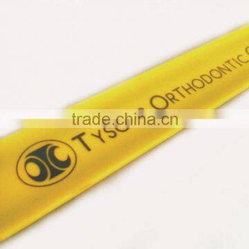 Yellow silicone logo printed custom slap wrap bracelet