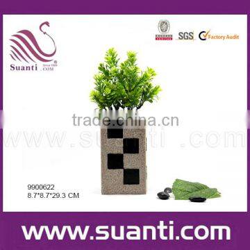 Column Geometry Polyresin Flower Pot
