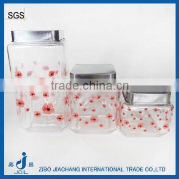 food used glass containers with tin lid