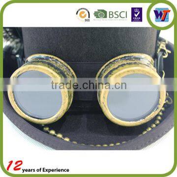 Black Top Hat With Metal Glasses And Plumage Decorative Luxury Hat photo-2