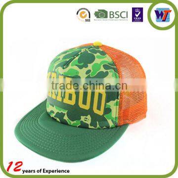Custom Camo Color 5 Panel Snapback Hat Printed Mesh Trucker Cap photo-2