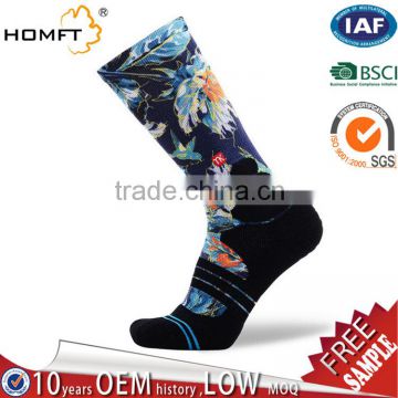 Newest fashion mens elite basketball socks print coolmax