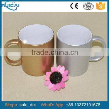 11oz Sublimation Ceramic Golden/Silver Mug with handle