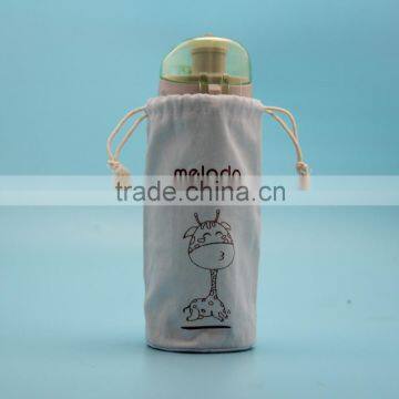 White Cotton Drawstring Wine Pouch Bag Made in China