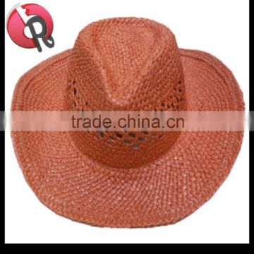 straw orange cowboy hat