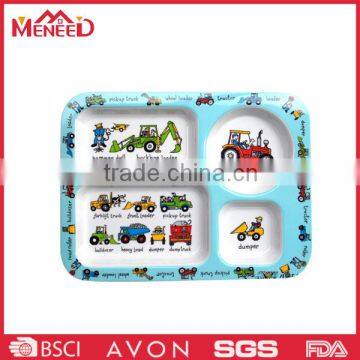 SGS/FDA/EU pass kids feeding melamine divided plate