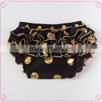 Baby New Design Ruffle Pants Baby Panties Bloomer Wholesale Price Gold Polka Dot Design photo-3