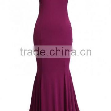 Maroon Plain Bandeau Boat Neck Floor Length Maxi Dress simple long dress